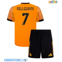 Camisa de time de futebol AS Roma Lorenzo Pellegrini #7 Replicas 2º Equipamento Infantil 2025-26 Manga Curta (+ Calças curtas)